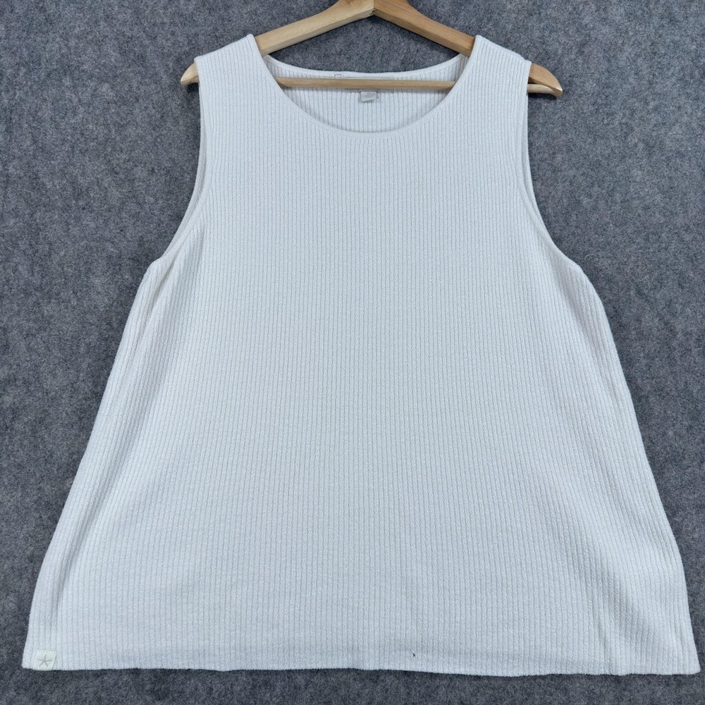 Barefoot Dreams Tank Top Womens 1X White CozyChic Ultra Lite Knit Sleeveless